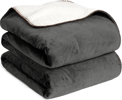 PHF Manta de forro polar Sherpa tamaño Queen, 16.93 ozm gruesa y cálida manta reversible para invierno, no se desprende, no hace bolitas, manta