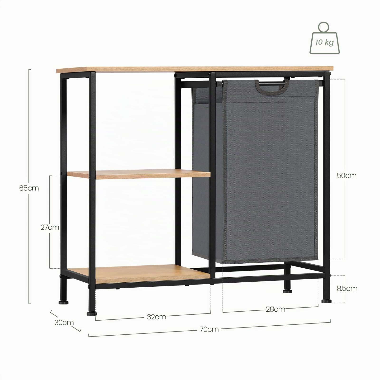 EUGAD Mobile Bagno con Portabiancheria, Sacco per Bucato Rimovibile, Mobile Lavanderia a 4 Livelli, Cesto per Il Bucato in Tessuto Oxford da 31 L, 70x30x65 cm
