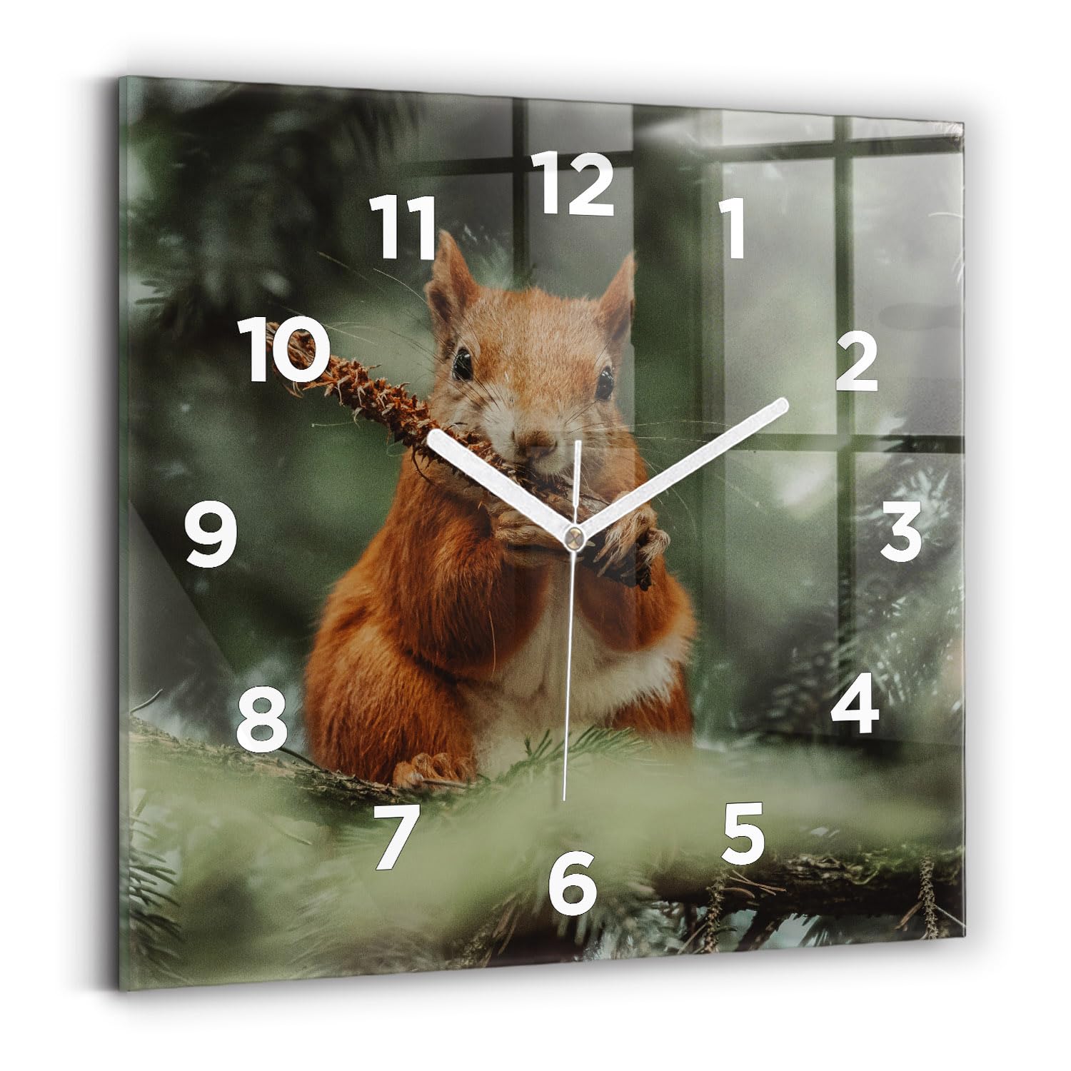 Horloge murale moderne Wallfluent carrée 30x30 cm avec affichage analogique