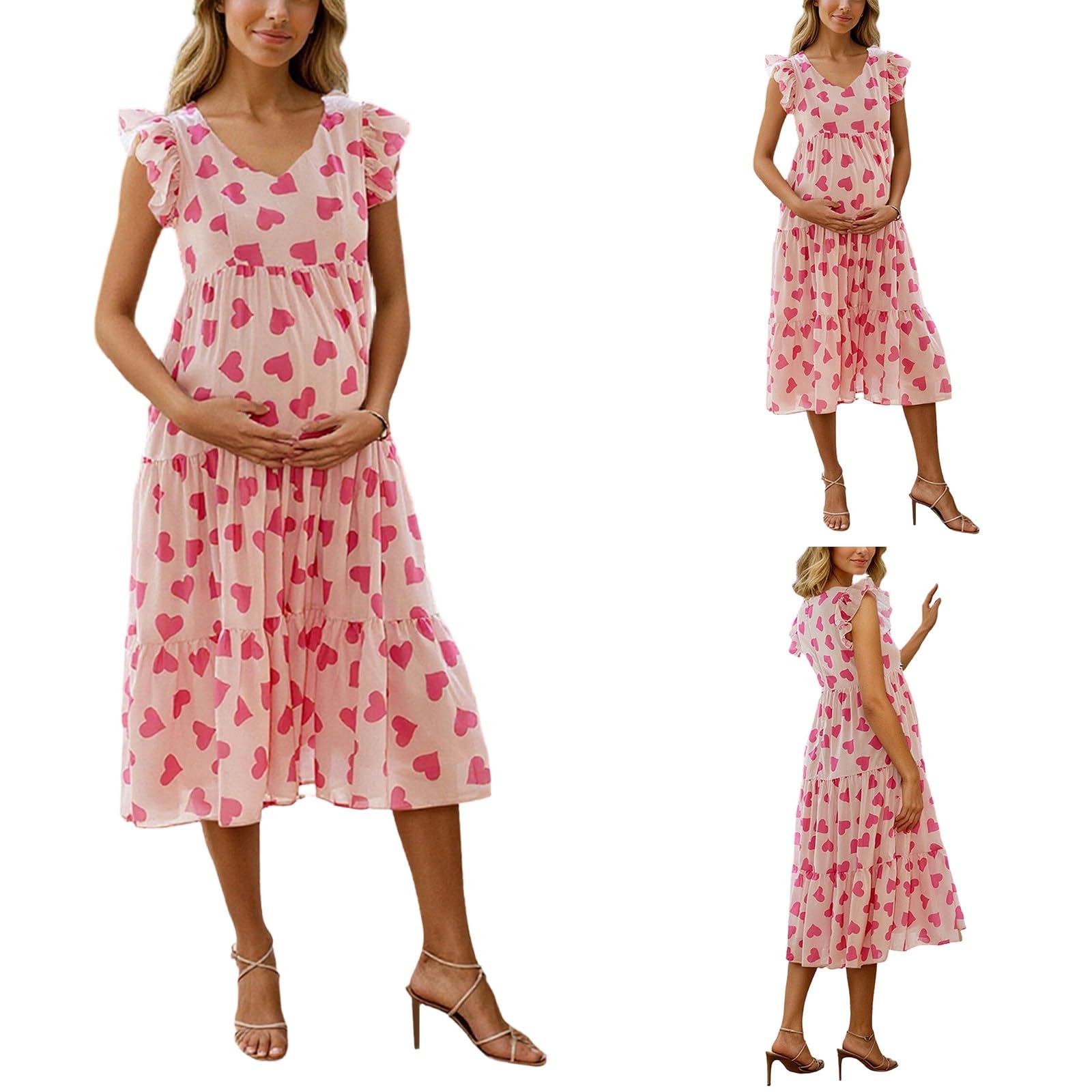 Elegante abito premaman con colletto francese, ricamo floreale, leggero e traspirante, per future mamme, elegante, comodo, versatile, per tutti i giorni, visite mediche, attività all'aperto
