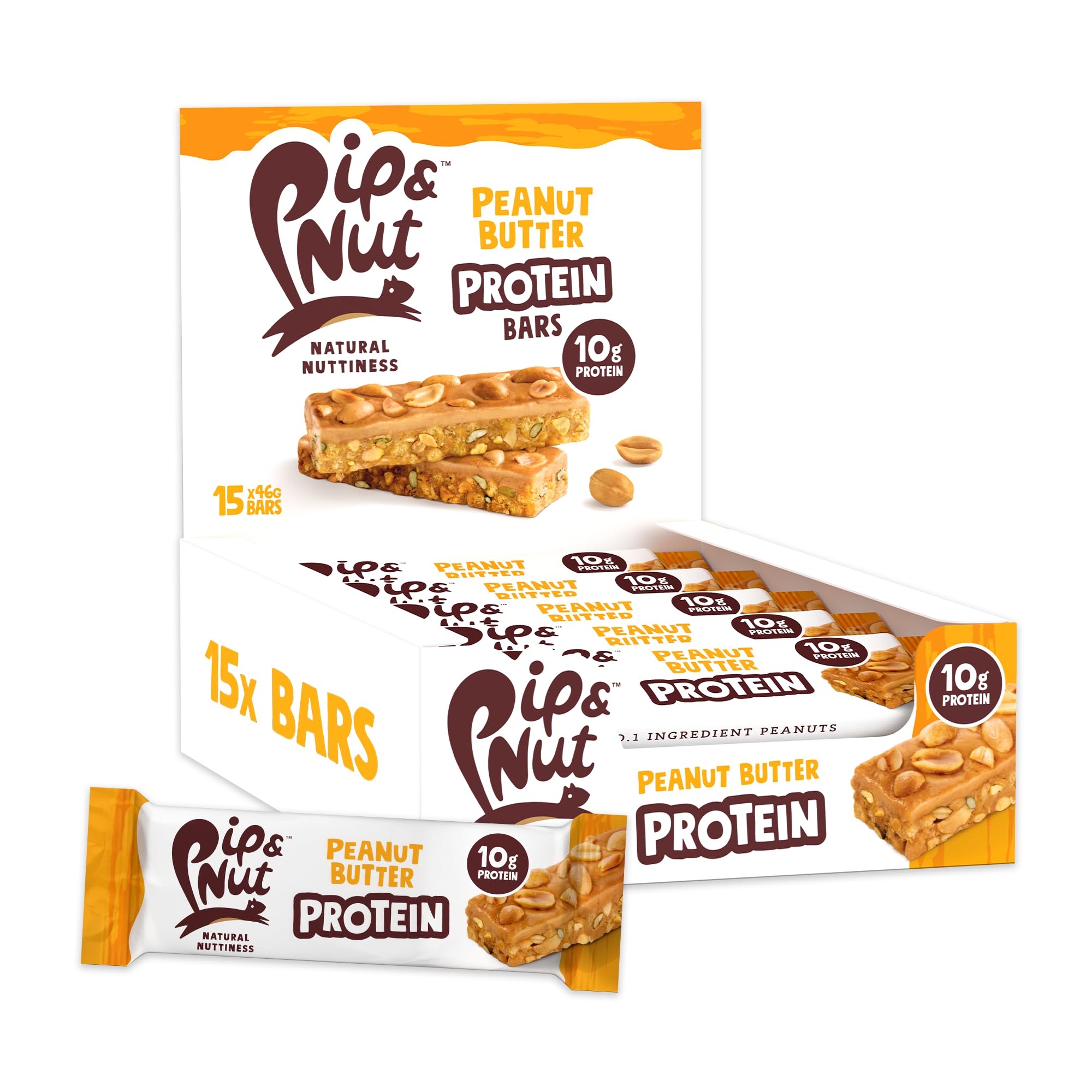 Pip & Nut Protein Bars, Peanut Butter, 15 x 46g