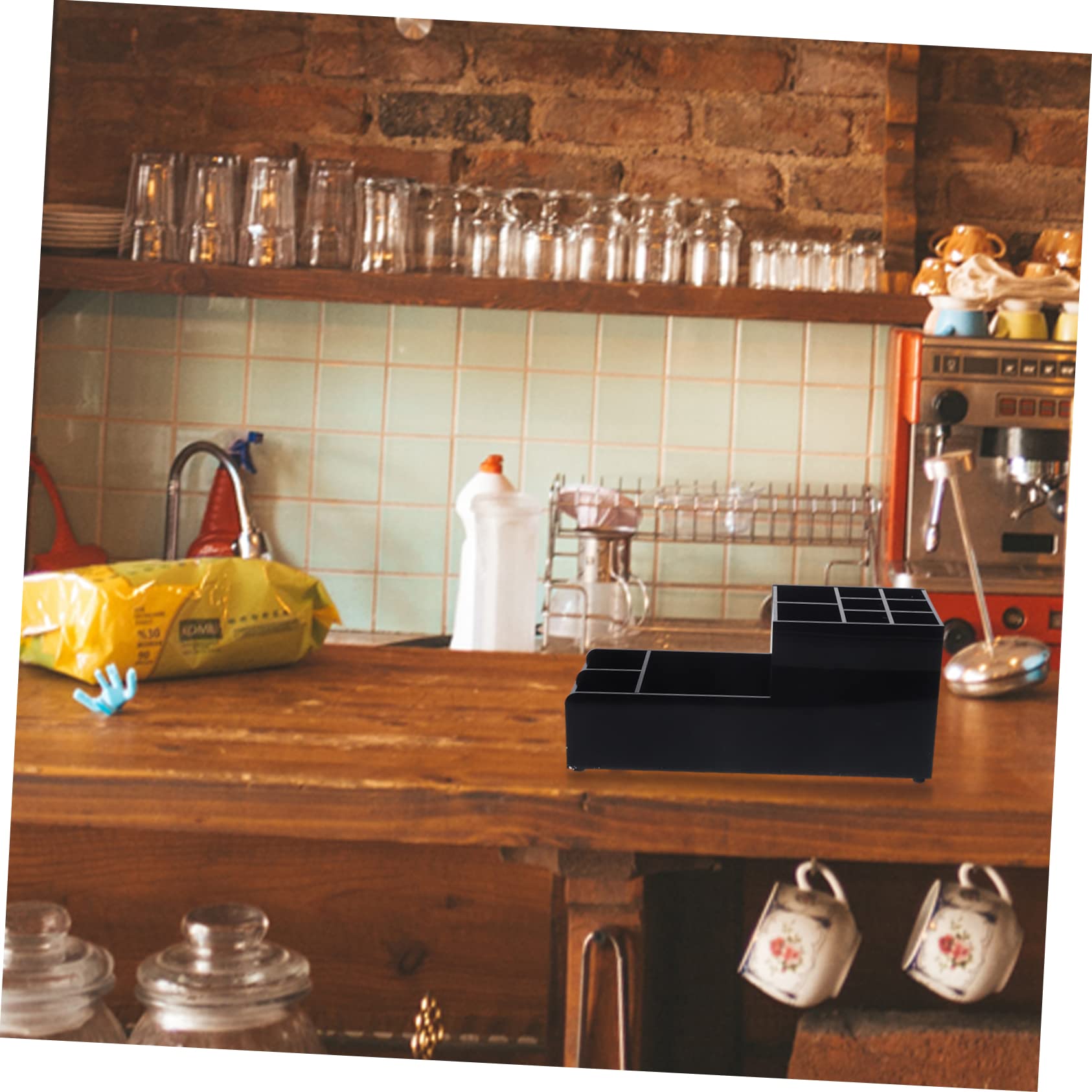 TOPBATHY Barra Extensible Organizador Compartimentos Dispensador Servilletas Accesorios Bar Exteriores