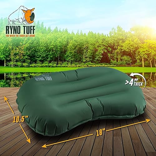 Miniatura 2 de Almohada inflable de nailon para acampar al aire libre para soporte lumbar del cuello, almohada inflable ligera aislada de viaje para acampar,