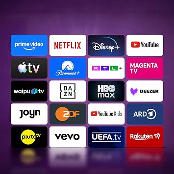 DYON Movie Smart 24 VX TV 24 inches (60 cm) HD Smart TV HD Triple Tuner (DVB-C/-S2/-T2) App Store Prime Video Netflix YouTube DAZN Disney+ (Model 2023) VIDAA OS AirPlay waipu.tv Prime Video Netflix YouTube DAZN Disney+ Triple Tuner DVB-C/S2/T2 WiFi Hotel Mode