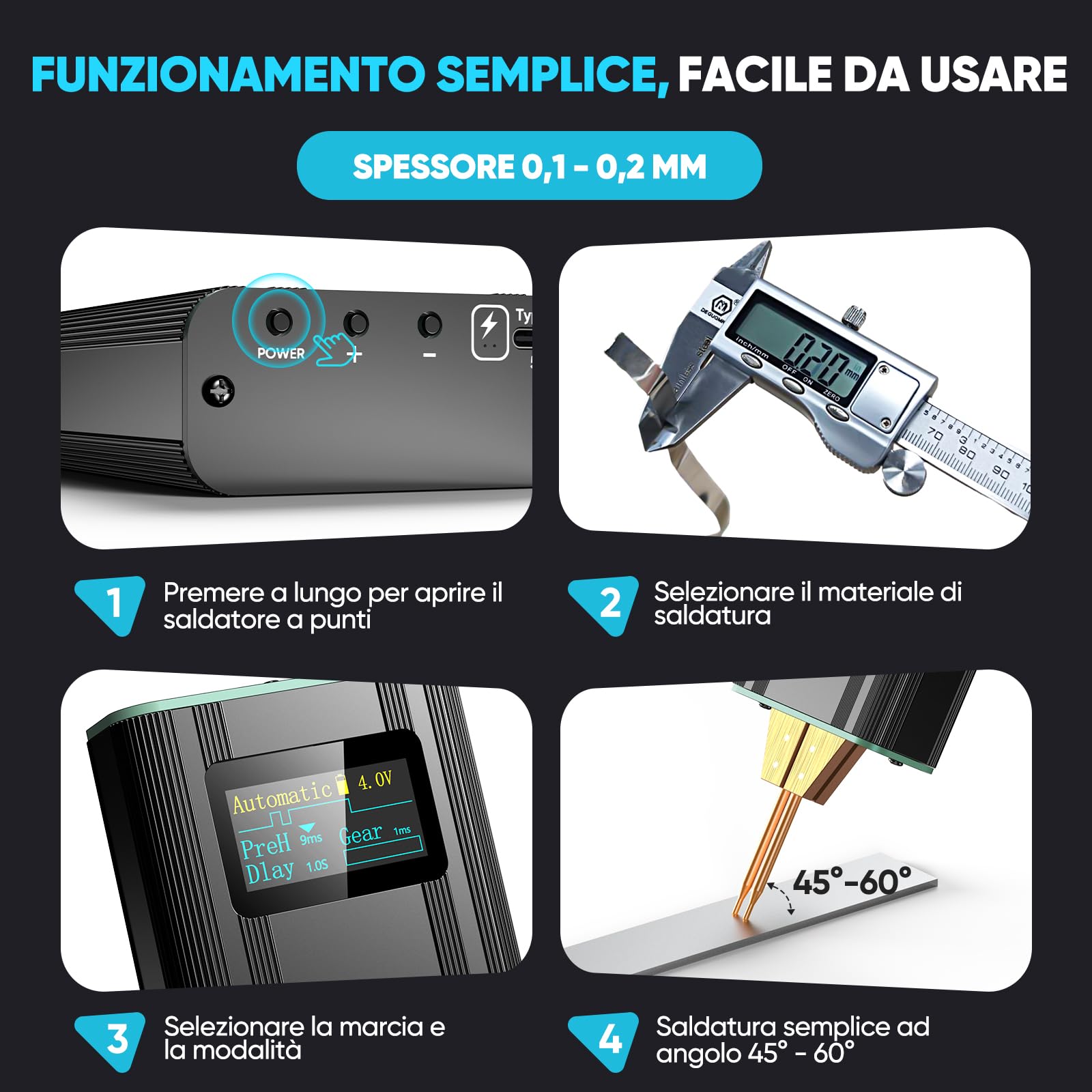 SEESII Saldatrice a Punti per Batterie - SE-209 Mini Saldatore a Punti Portatile Aggiornato 80 Marce con Batteria 5,0 Ah, Spot Welder per Lamiere di Nichel 0,1-0,2 mm, Ferro, Acciaio Inossidabile