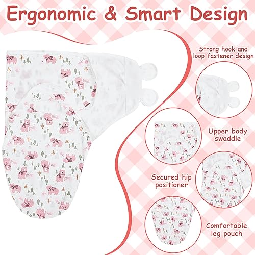 Miniatura 3 de Ramede Paquete de 6 mantas para bebé con sombreros, para bebés de 0 a 3 meses, sacos de algodón suave para niñas y niños