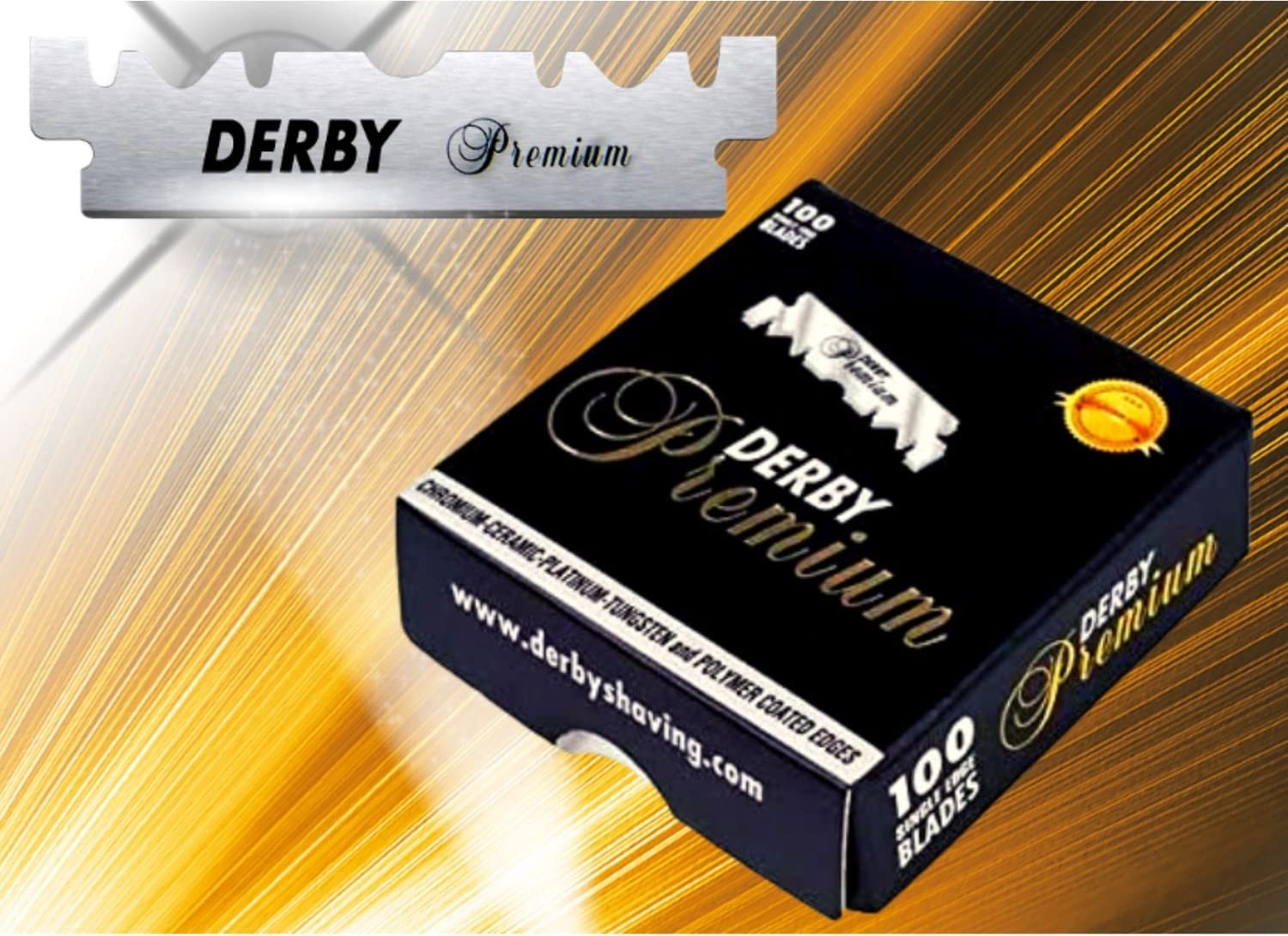 Derby Premium Single Edge Razor Blades with Polymer-Coated Edges