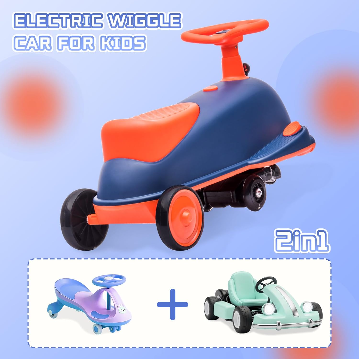 12V Electric Wiggle Car with LED Lights & Glow Wheels for 3+ Year Olds Kids