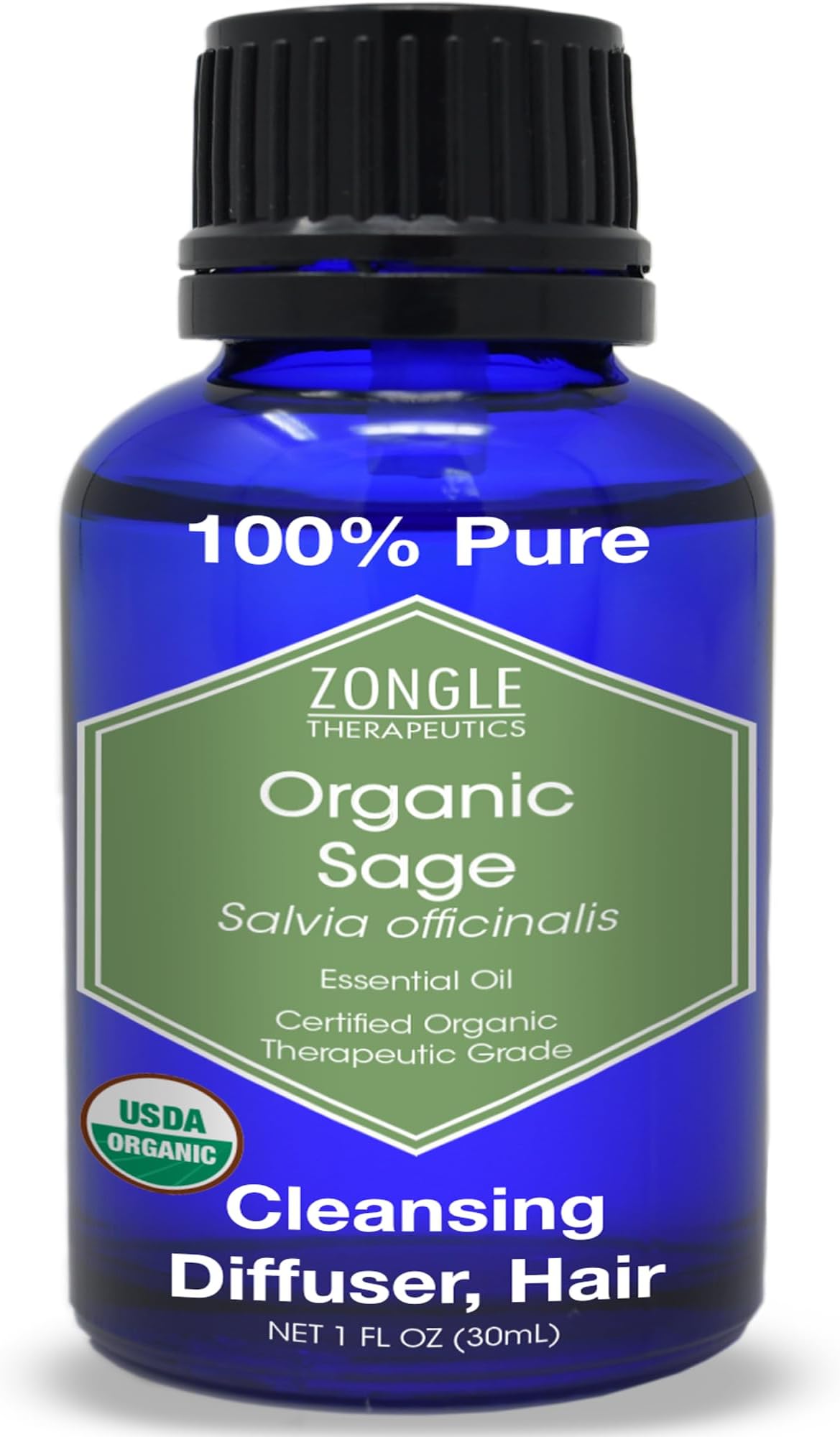 Organic, Sage Essential Oil – 100% Pure, Sage Oil, by Zongle Therapeutics, 1 OZ