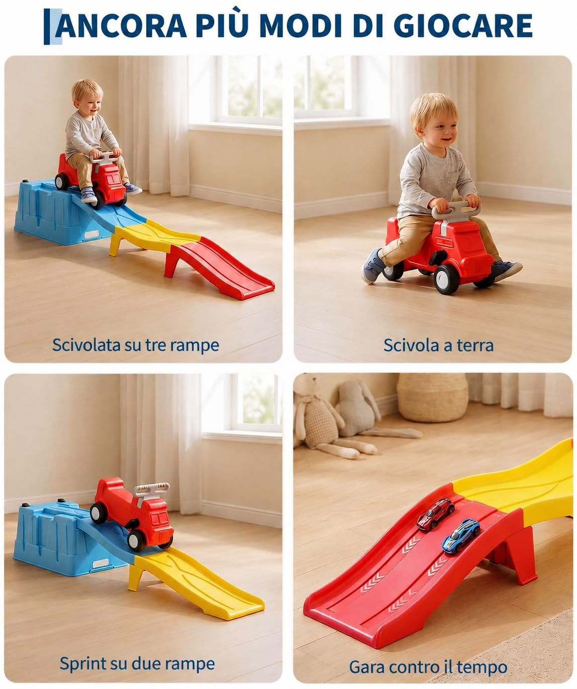 Garvee Scivolo Roller Coaster con Auto Cavalcabile, Scivolo per Bambini