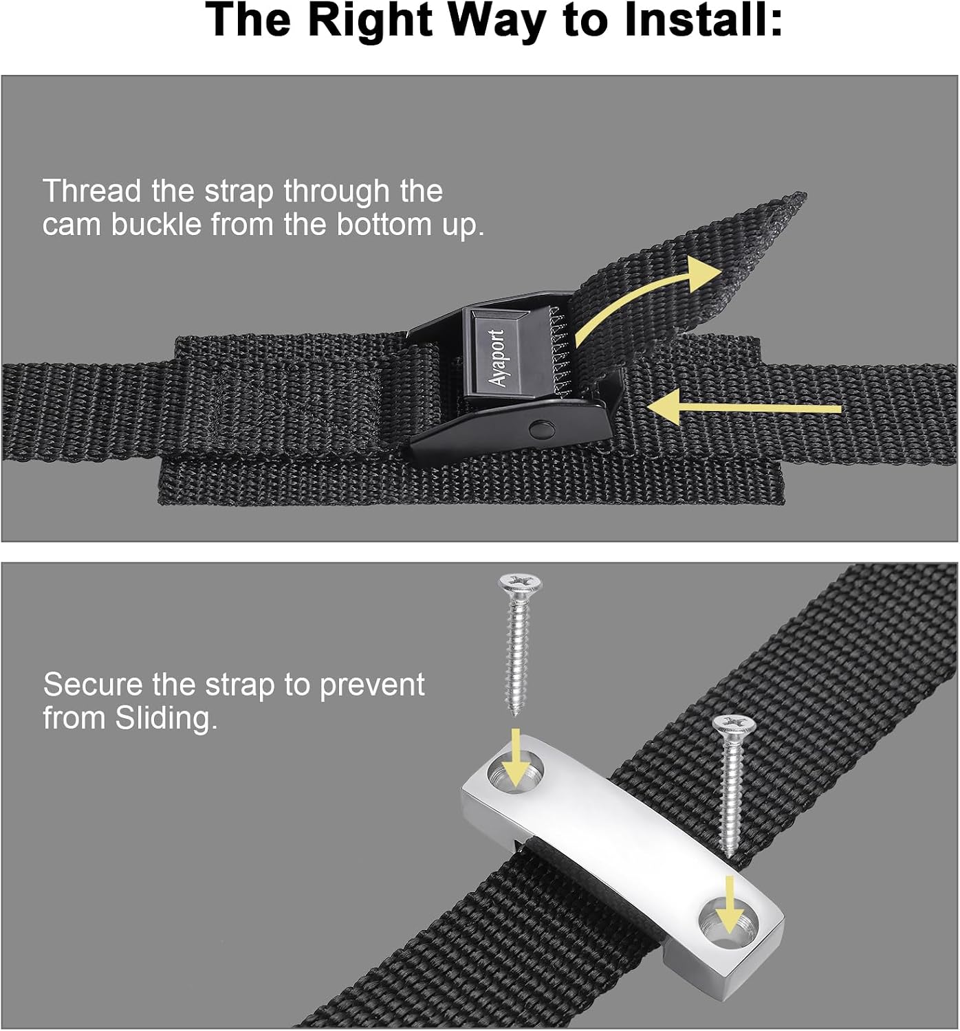 Ayaport Battery Tie Down Strap Battery Box Hold Down Kit, Cooler Tie Down Kit, with Stainless Steel Bracket & Screws Used for RV Battery, Yeti Cooler Accessories