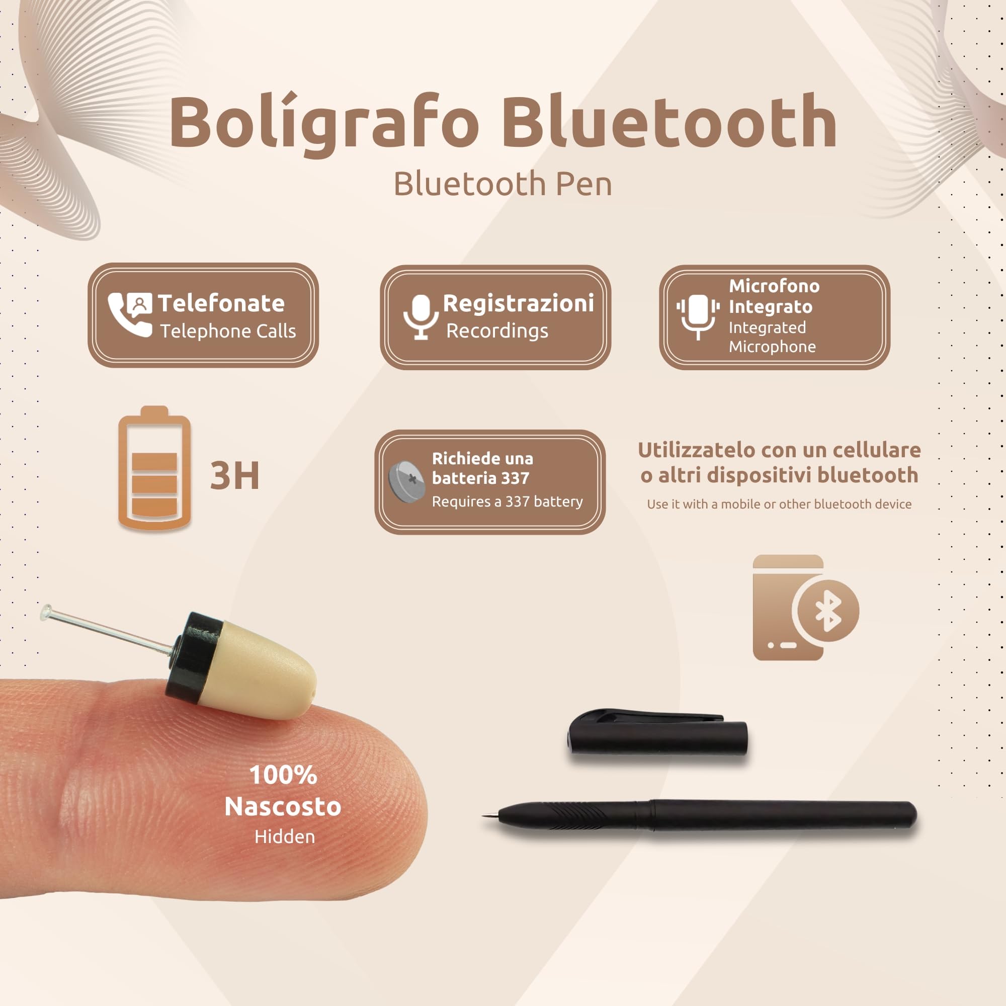 Headset Spy Bluetooth Vip Pro Mini - Dettaglio