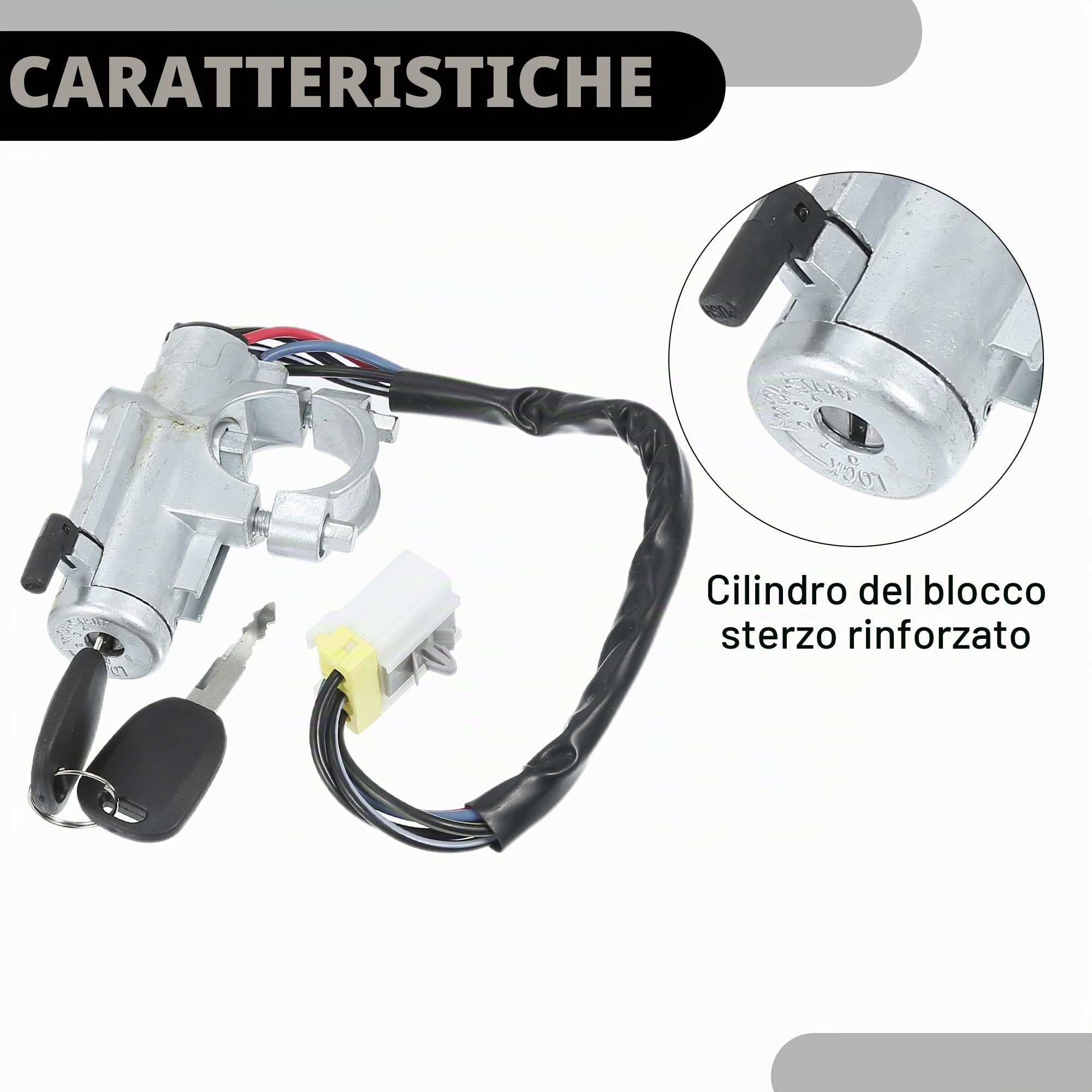 Gruppo Cilindro Accensione Con Chiavi Per Nissan D21 M.T 1 Set | Tono Argento Metallico/Metallo, Funzione Avviamento/Blocco Volante, 4870001G25, Per Pathfinder/Pickup 87-96, Con 2 Chiavi