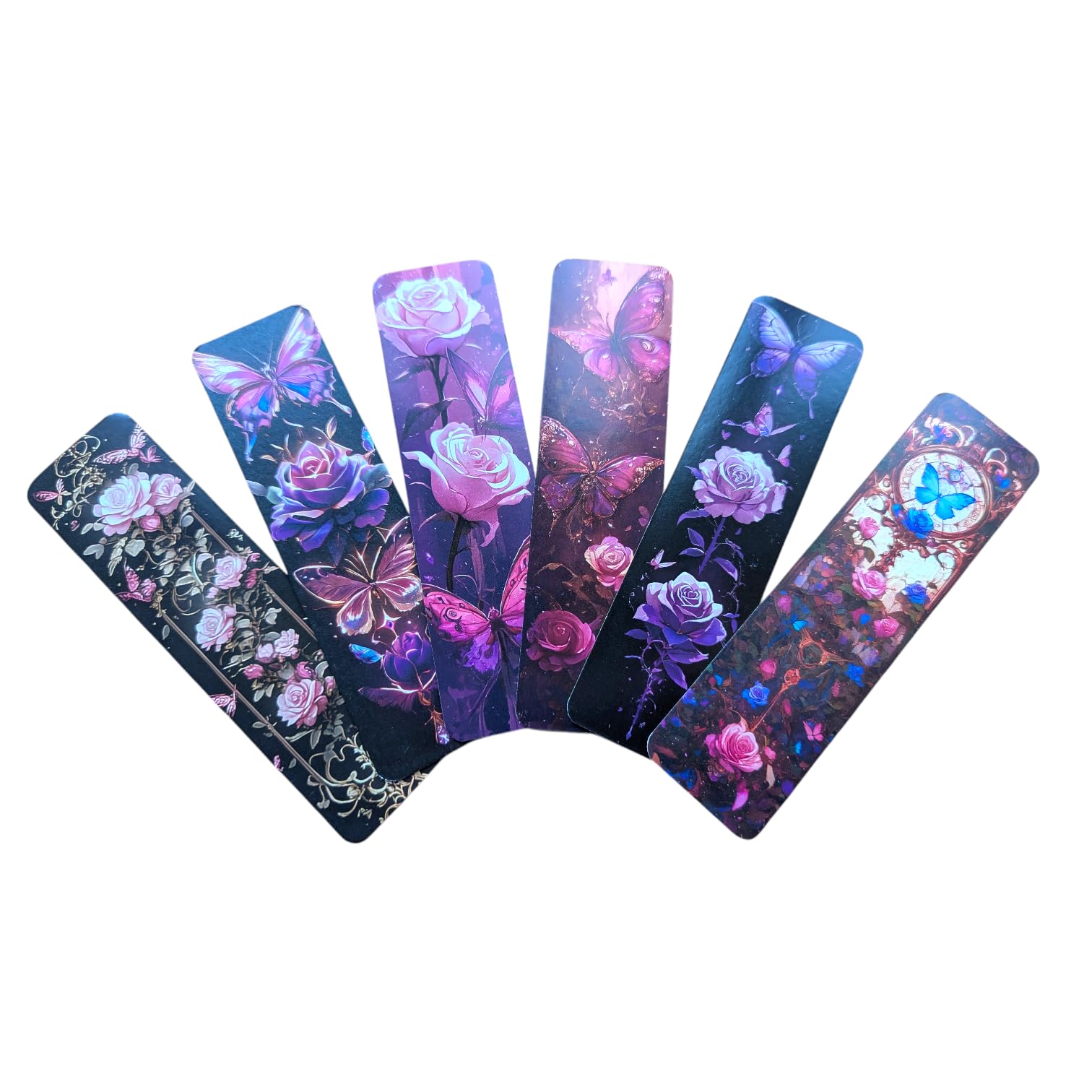 Gothic Vampire Bookmark Set – Double Sided Dark Fantasy Bookmarks with Vampires, Castles & Victorian Designs – Ideal Gifts for Gothic, Fantasy & Dark Academia Lovers (6pc Steampunk Clock Roses Set 2) — image 1