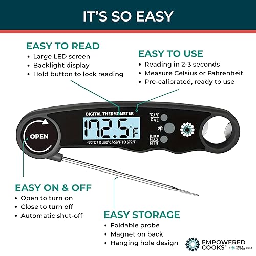 Miniatura 2 de Cathy Yoder's - Termómetro digital para carne, termómetro digital de lectura instantánea para cocinar en freidora de aire, horno, barbacoa, parrilla