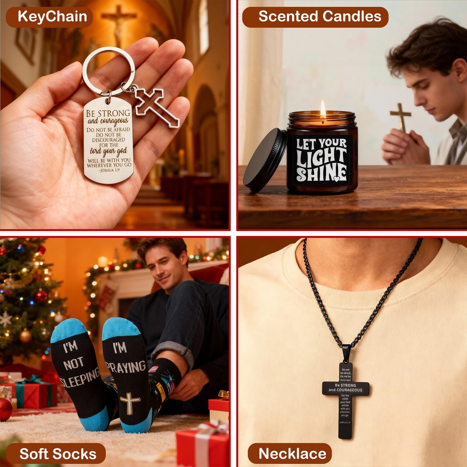 Christian Gifts For Men, Mens Easter Basket Stuffers, Catholic & Religious Gift For Men, God, Jesus, Faith Based Gifts With Prayer Jar, Bible Notebook, Encouragement Church Gifts For Pastor, Dad, Son