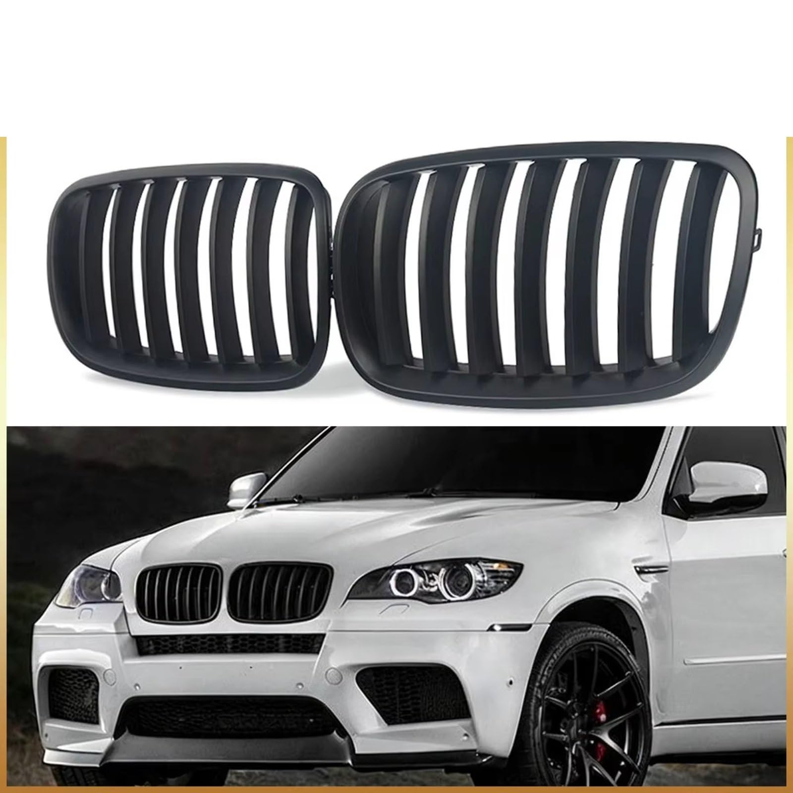 Griglia Anteriore Per Per X5 E70 X6 E71 | Griglia paraurti anteriore a stecca singola Kideny Racing Griglie 51137157687 51137157688 Griglia Anteriore Doppio