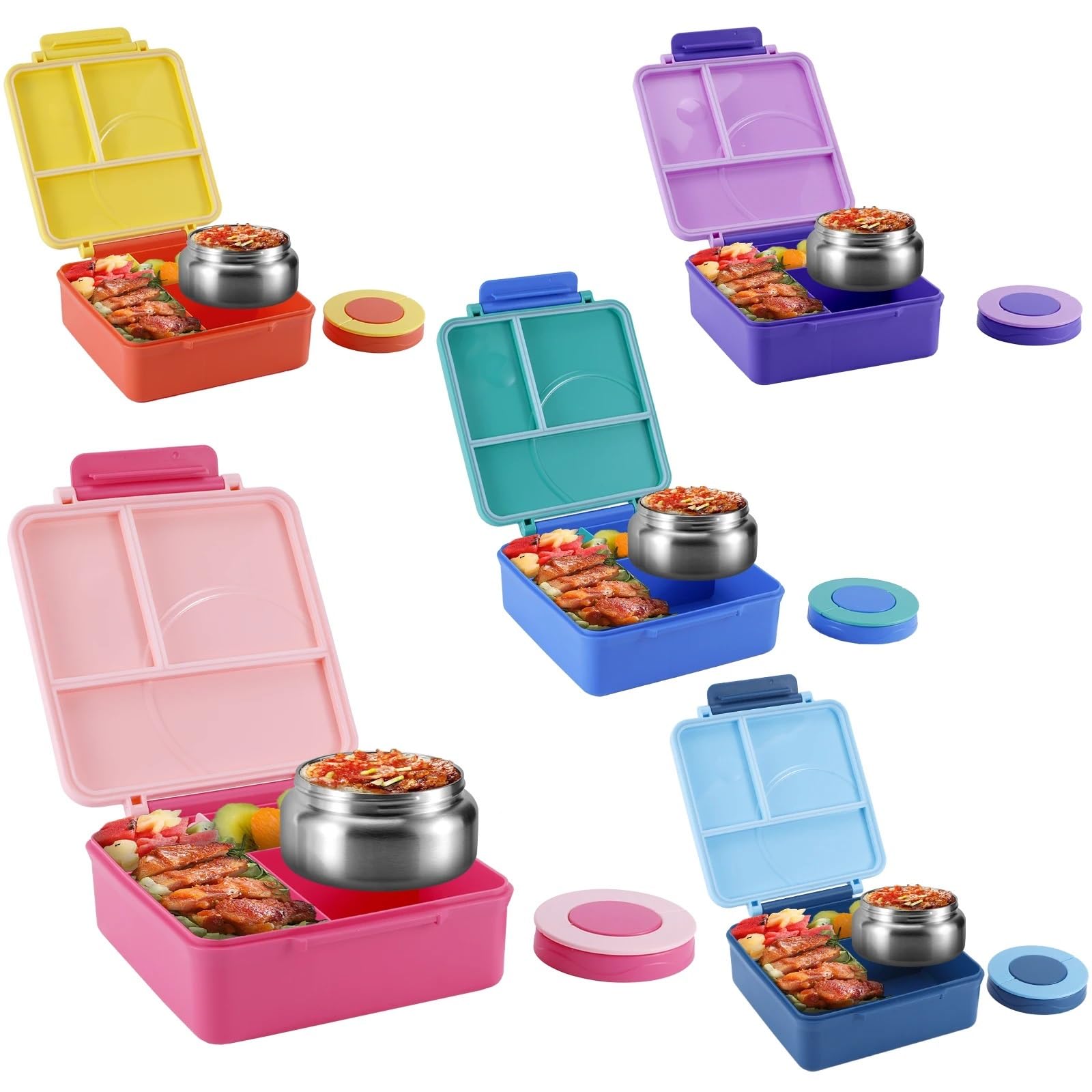 Bento Lunch Boite Boîte à Lunch Isotherme à Quatre Compartiments for Adolescents et Travailleurs à l'école(Pink)