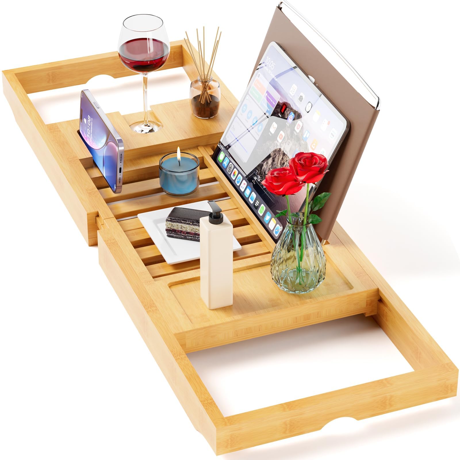 Bamboo Bathtub Tray Caddy - Relax & Rejuvenate -7