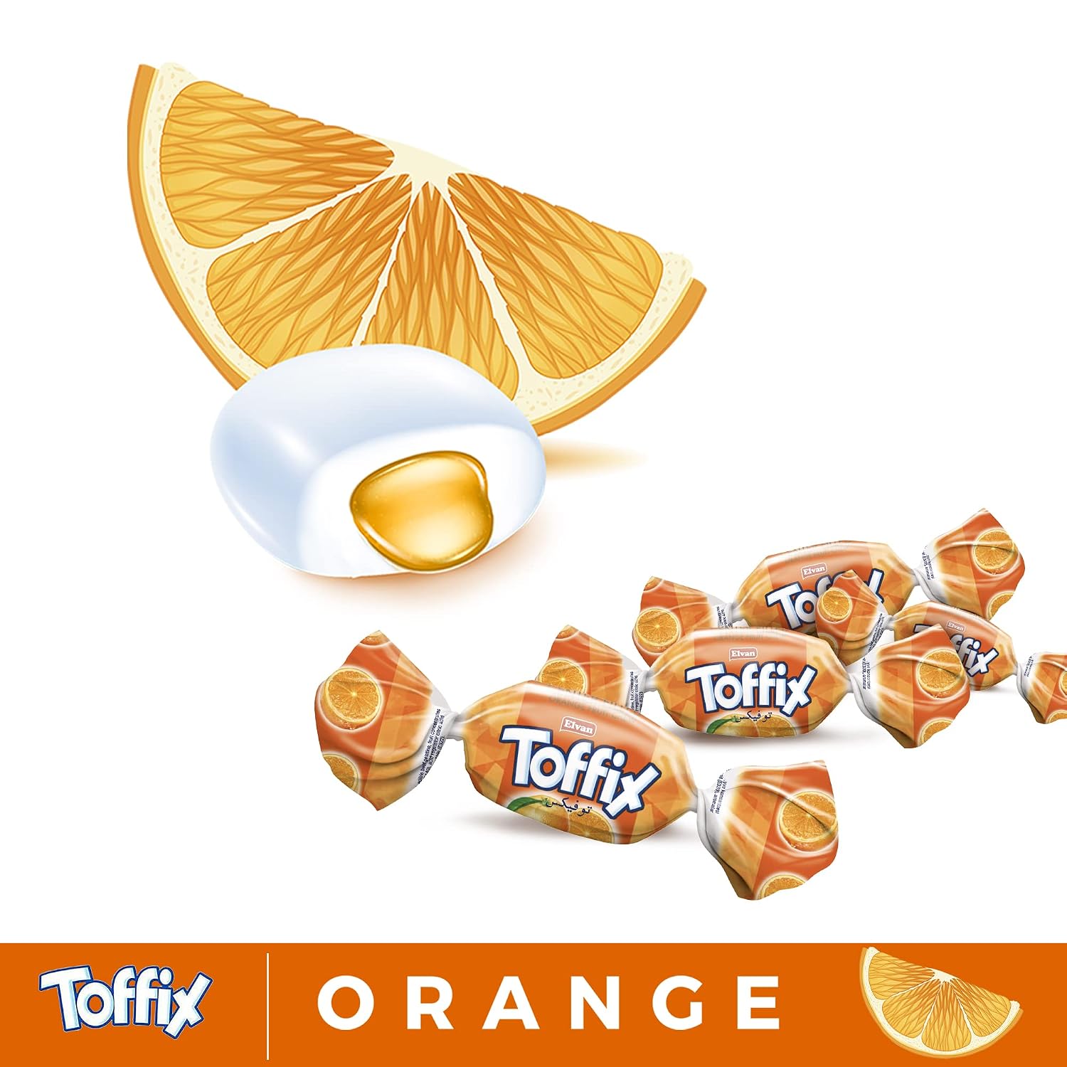 TOFFIX | Fruit Chews Assorted Bulk Candy 250+ Pieces | Center-Filled Soft Fruit Chews Candy - Individually Wrapped for Freshness - 2.2 Pound (Orange, Strawberry, Pineapple, Watermelon, Apple)