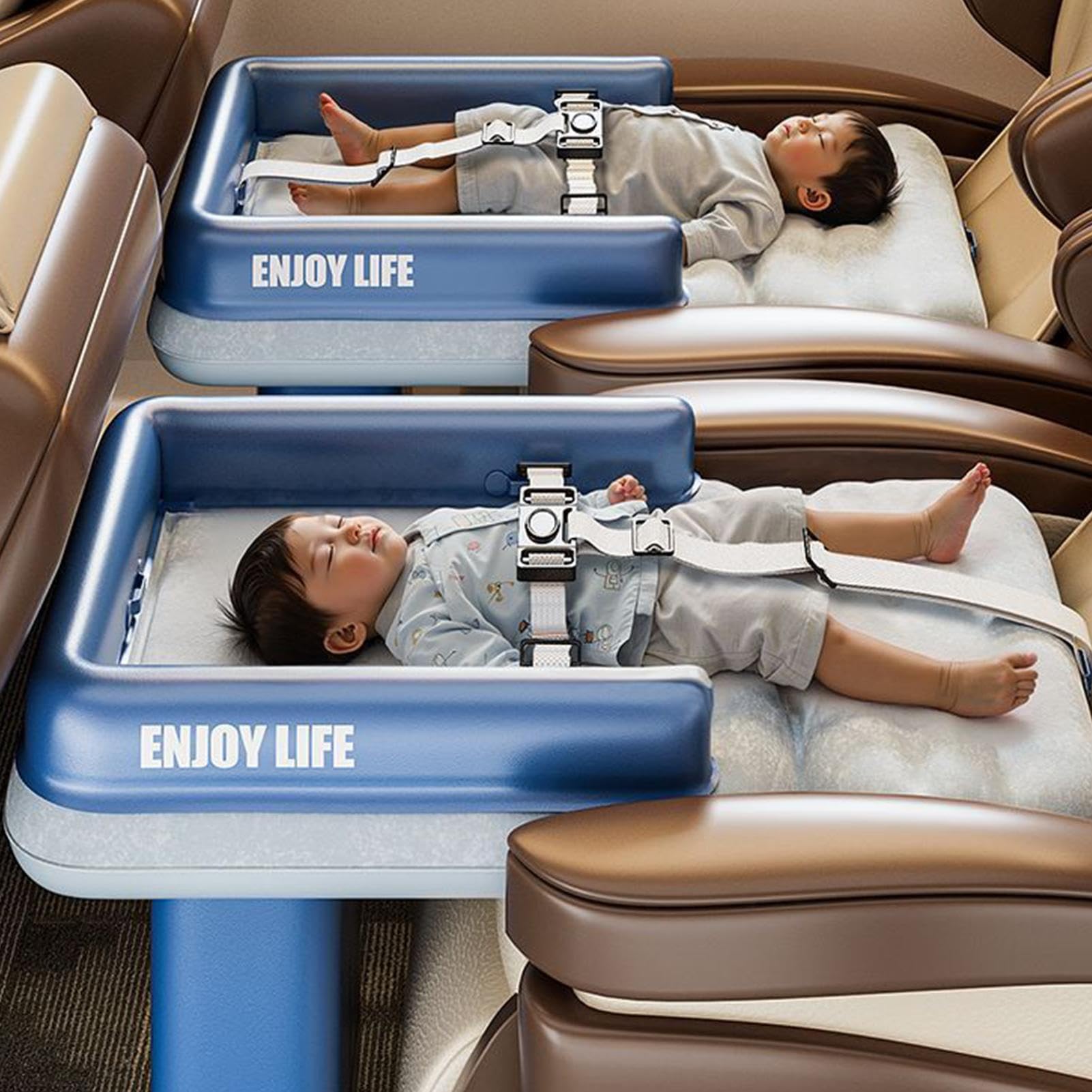 Lit Avion Gonflable Bébé Enfant Portable Voyage Siège Auto
