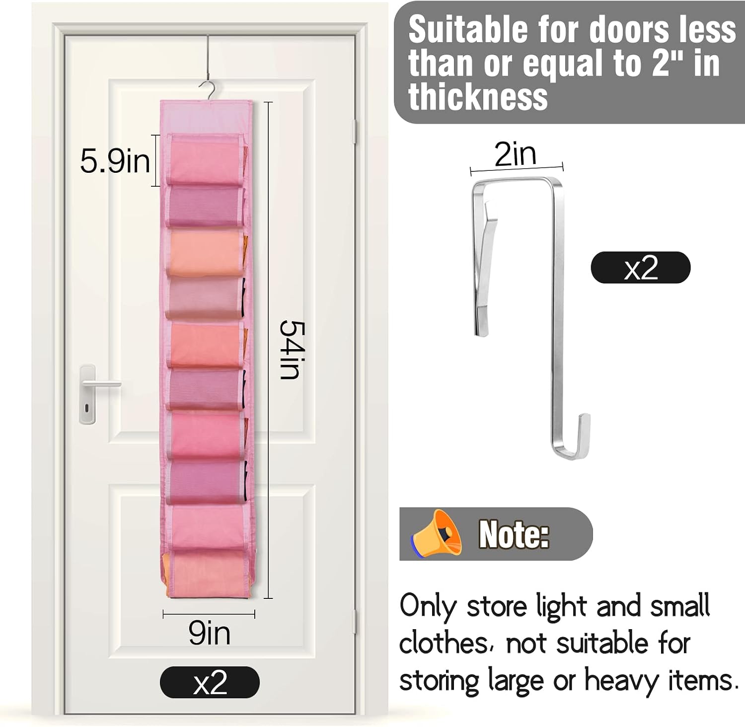2 Pack Legging Storage Organizer, Hanging Closet Organizer System, Pink Clothes Closets Holder with 20 Roll Independent Compartments for Yoga T-Shirts Bras Socks Pants Tank Top Towel