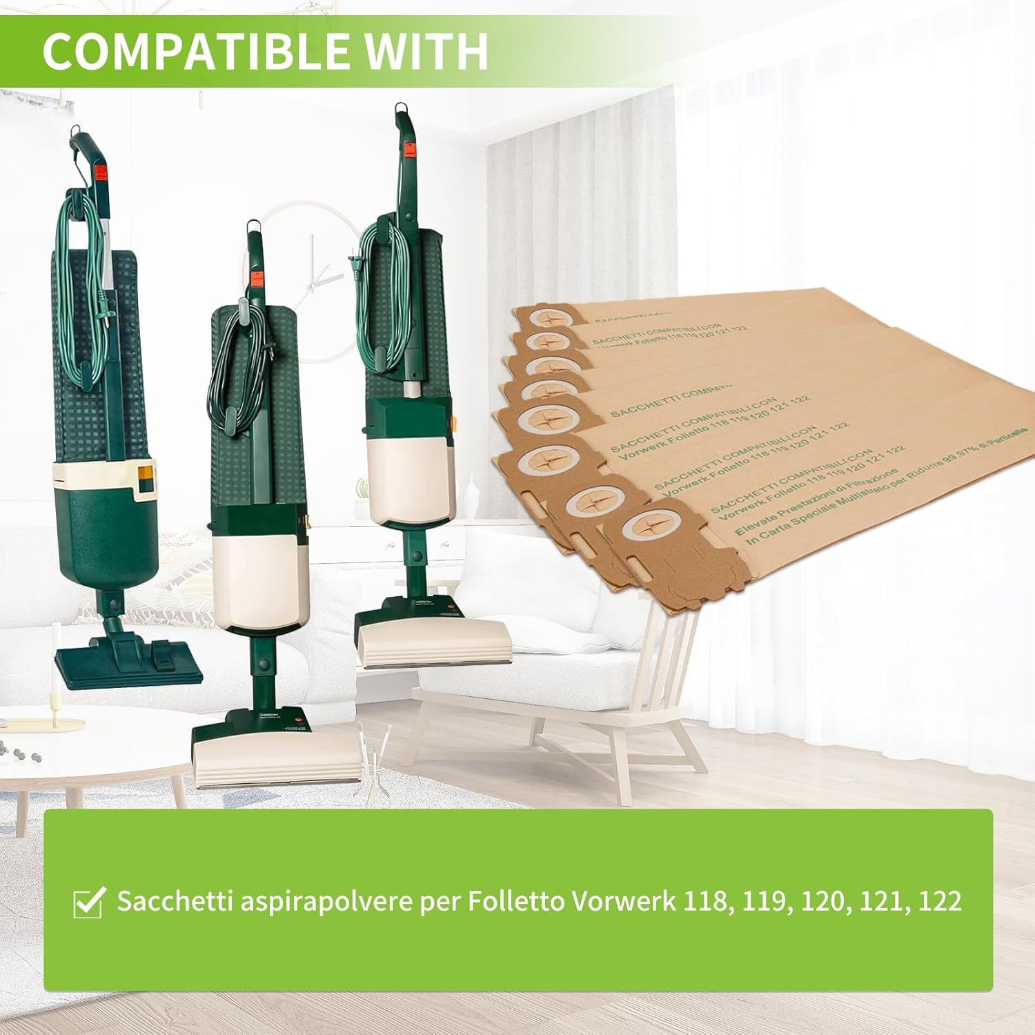 12 Sacchetti Folletto VK 140 VK 150 12 Profumini 2 Filtri