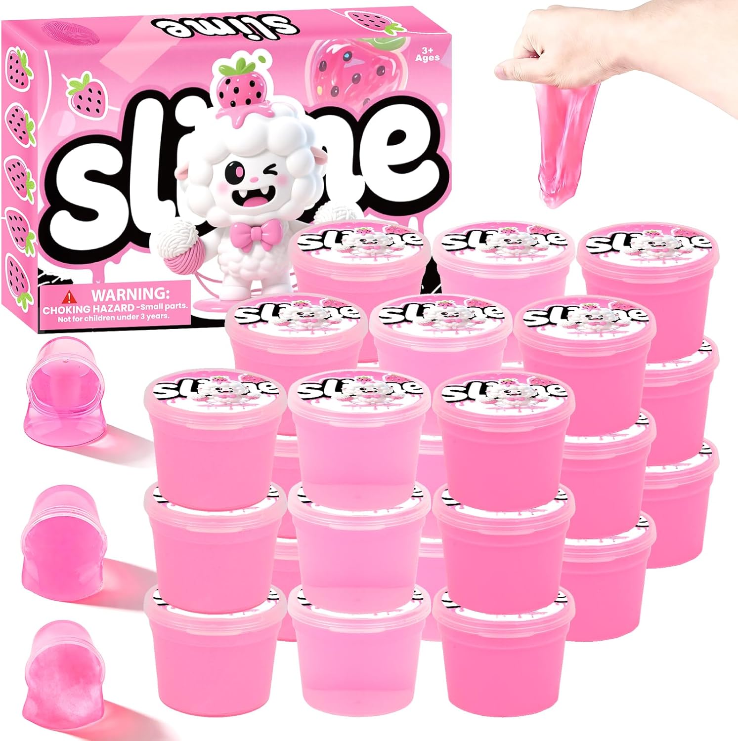 24 Pack Pink Slimes, Mini Glow in the Dark & Galaxy Bulk Slime, Easter Party Favors Kit, Stretchy Stress Relief for Kids, Soft Putty DIY Toy, Girls and Boys Classroom Prize Gift