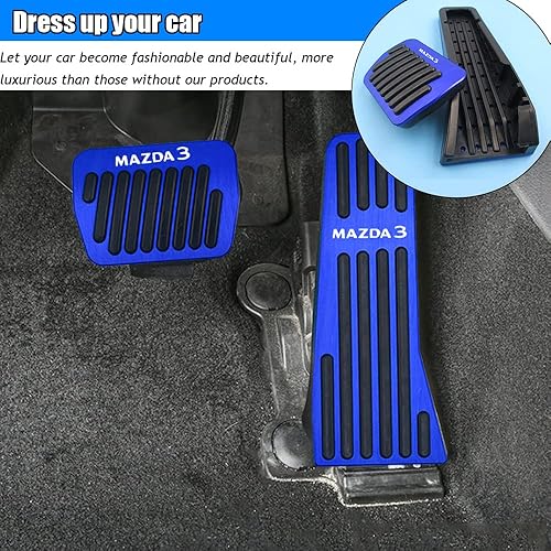 Miniatura 9 de Kakash Accesorios interiores personalizados para Mazda 3 2019 2020 2021 2022, aleación de aluminio, fundas de pedal de acelerador de gas,