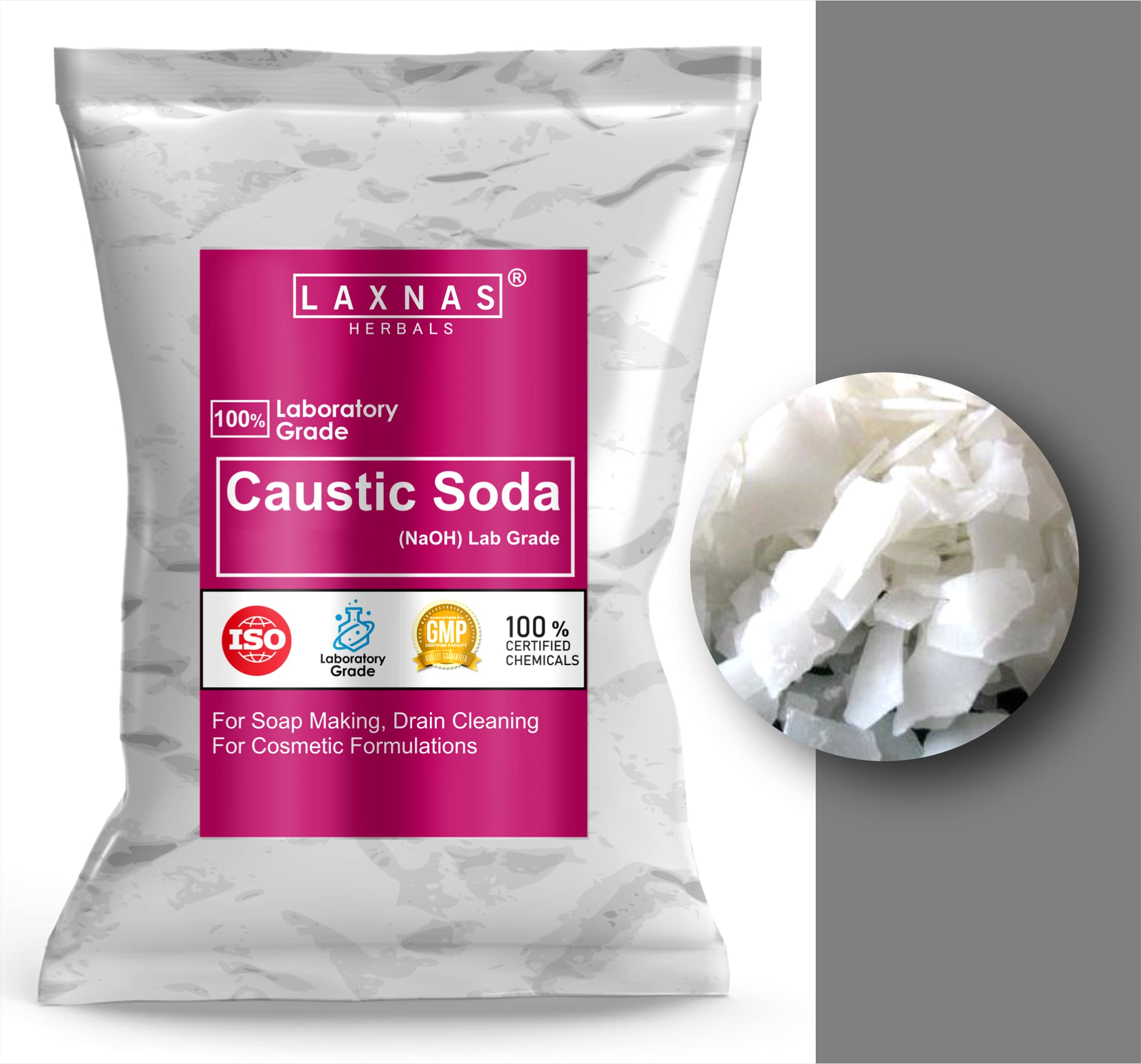 Buy Pure Caustic Soda Flakes (Laboratory Grade) 1 KG, For Soap and