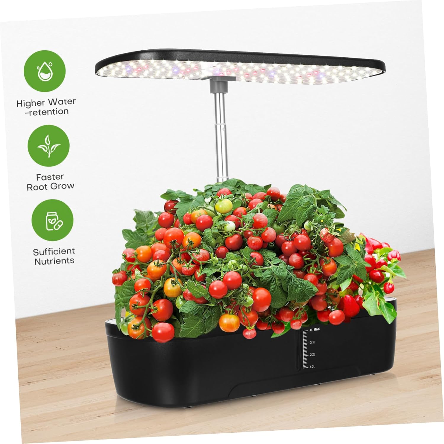 Kisangel 1Set Intelligent Hydroponic Growing Kit for Indoor Gardening Design with US Plug Soil Planting Multi Porous Setup for Fresh Vegetables