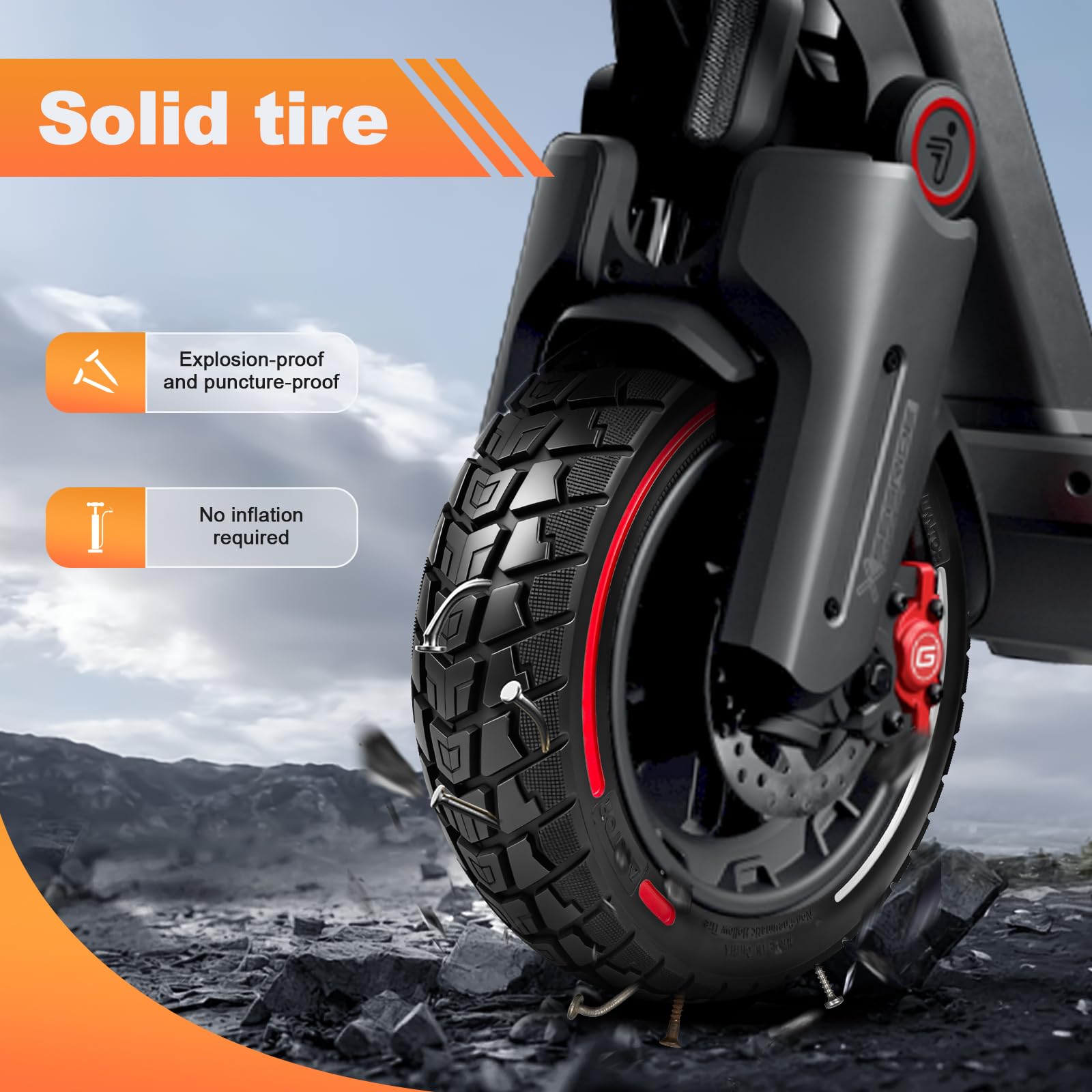70/60-7,5 Offroad-Vollgummireifen für Ninebot G3/ZT3/ZT3Pro Elektroroller