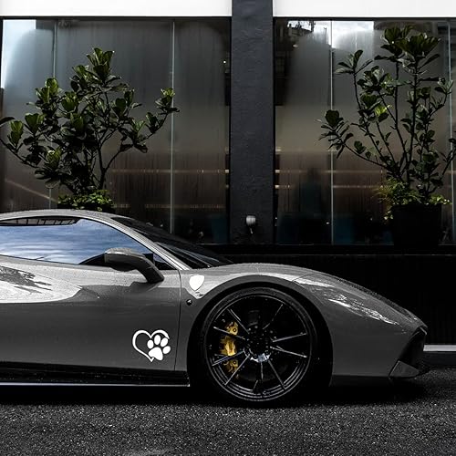 Miniatura 16 de BELOMI Calcomanía de vinilo de corazón de perro con diseño de pata de perro, paquete de 3 calcomanías con estampado de patas de cachorro para Rojo