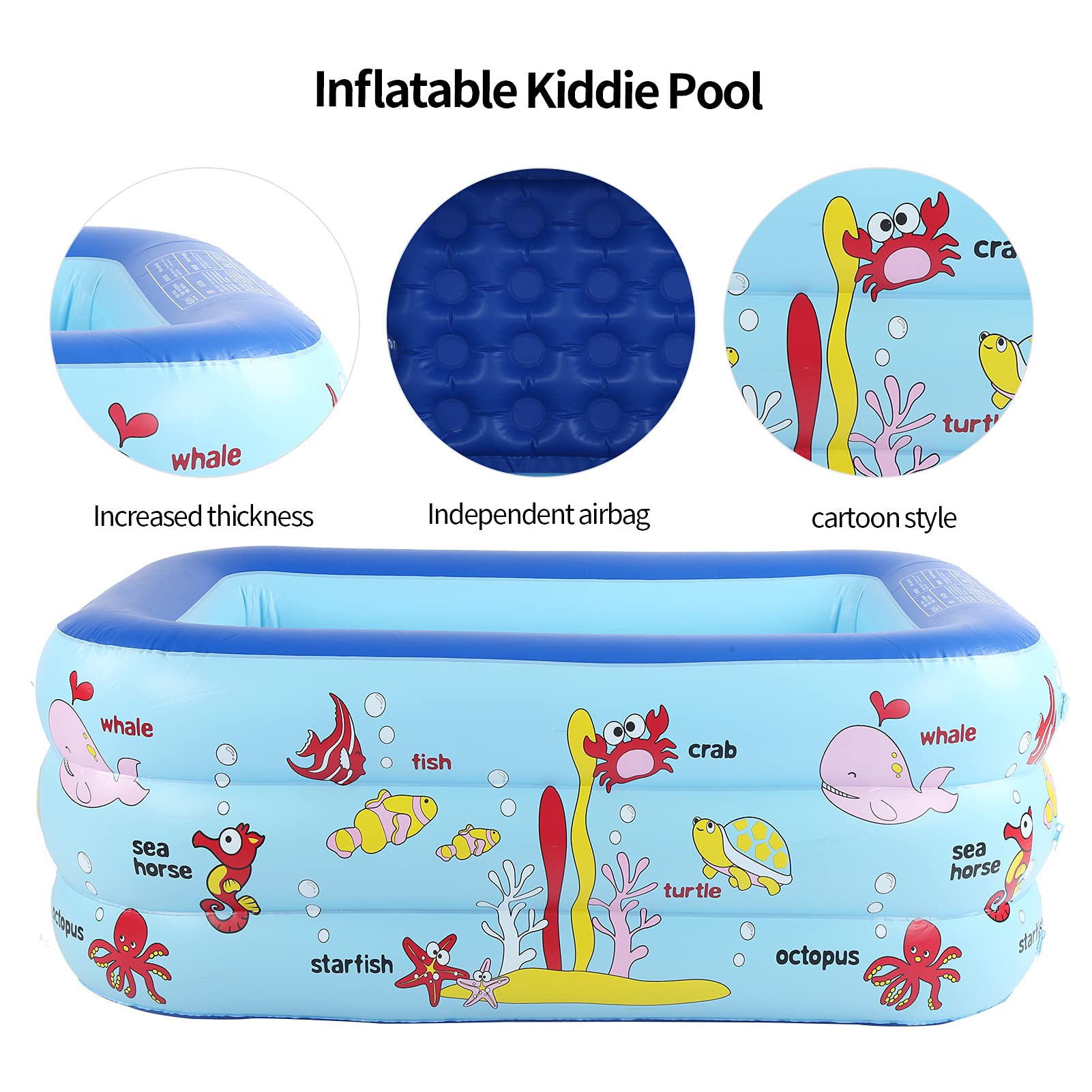 JTLB Aufblasbarer Kinderpool, Lounge-Pool mit Unabhängigem -Design für, 130 X 85 X 55 cm, Grüner Sicherheitstintendruck
