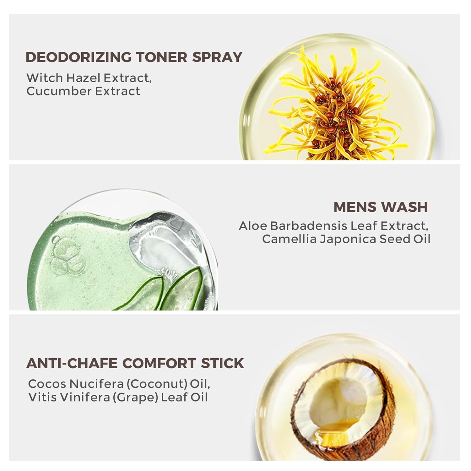 Mens Ball Wash Kit, Men's Fresh Kit, Fresh Balls for Men, Natural Cooling Ball Wash+Deodorizing Toner Spray+Anti-chafe Comfort Stick to Stay Dry, Dry & Moisturized All Day