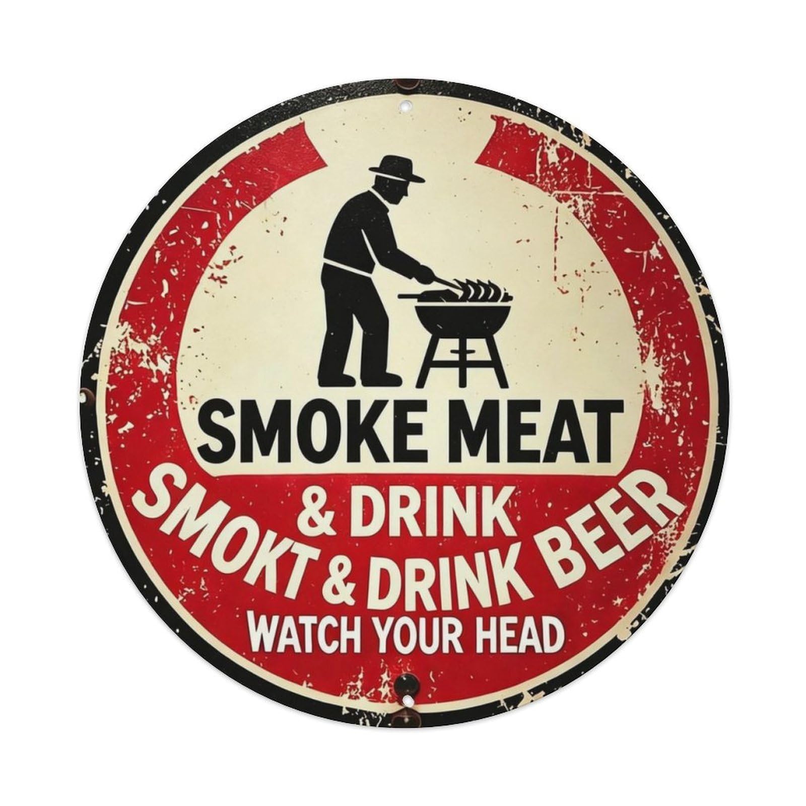 SMOKE MEAT & DRINK BEER Metal Tin Sign Plaque