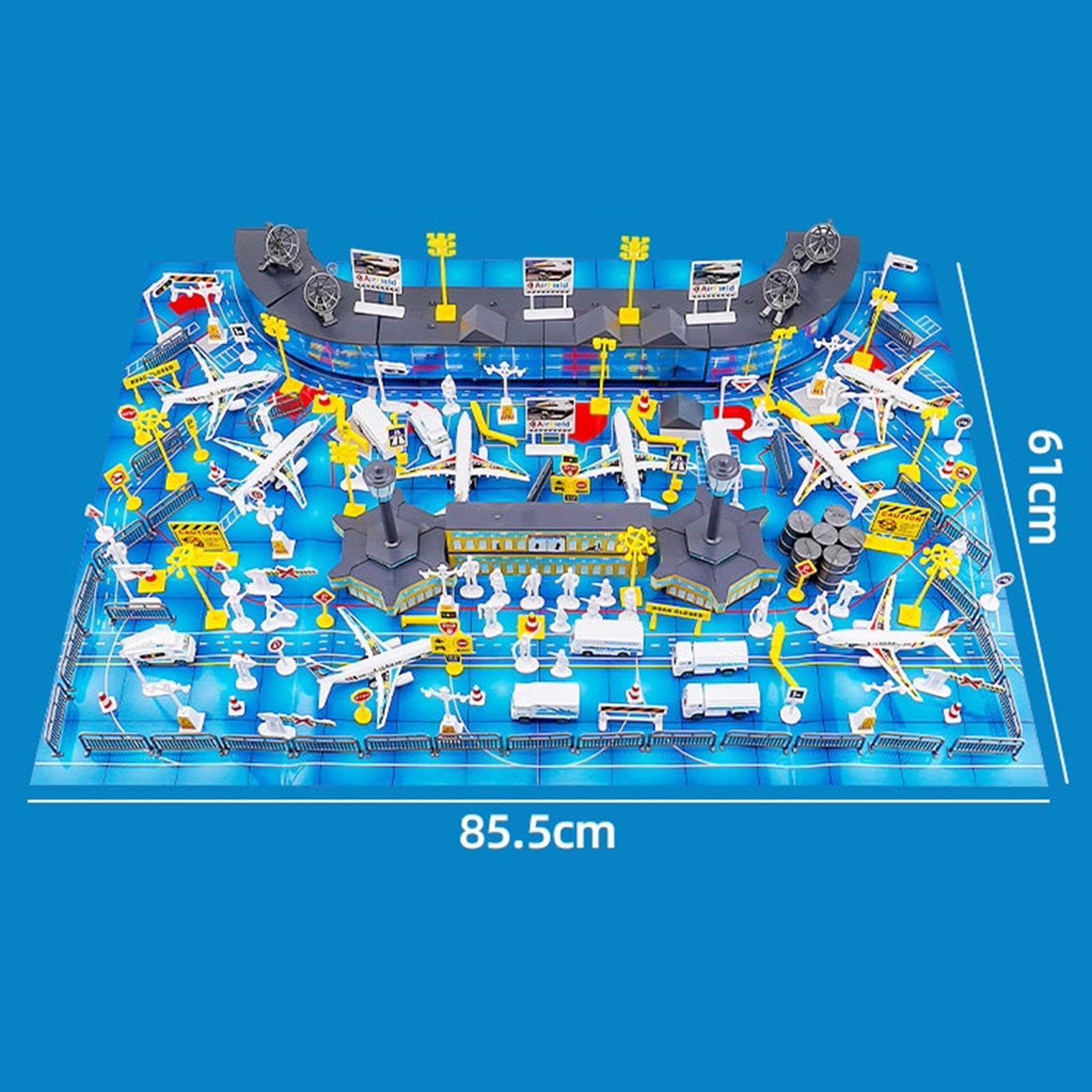 F Fityle Giocattoli per Bambini con Terminal aeroportuale, modellini di aeromobili, Set di Simulazione di scenari aeroportuali di Lusso, compagnie aeree finte, 200 Pezzi