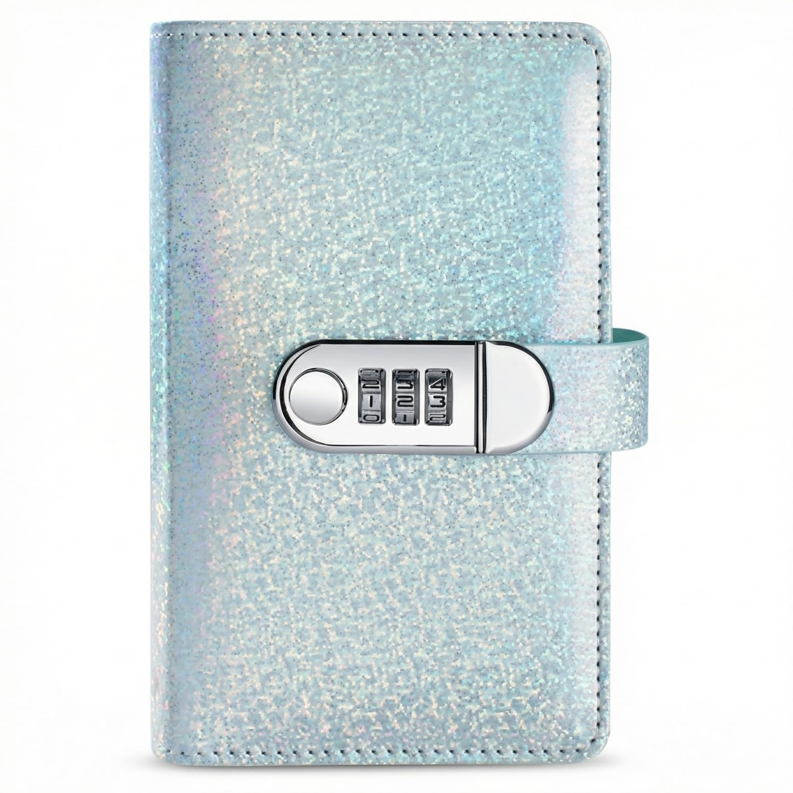 100 Envelope Challenge Binder with Password Lock Money Saving Wallet Budget Binder Reusable A6 Cash Envelopes PU Leather Budget Planner for Home Office Gift Cash Saving Binder (Blue)