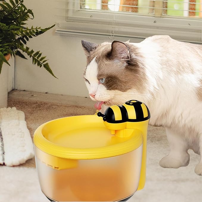 Bebedero para Gatos Tiny Bee, Plástico Amarillo miniatura 7