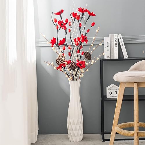 Miniatura 2 de Jarrón de cerámica blanca grande de 24 pulgadas para suelo, decoración moderna del hogar, sala de estar, oficina, dormitorio, cocina, boda, casa,