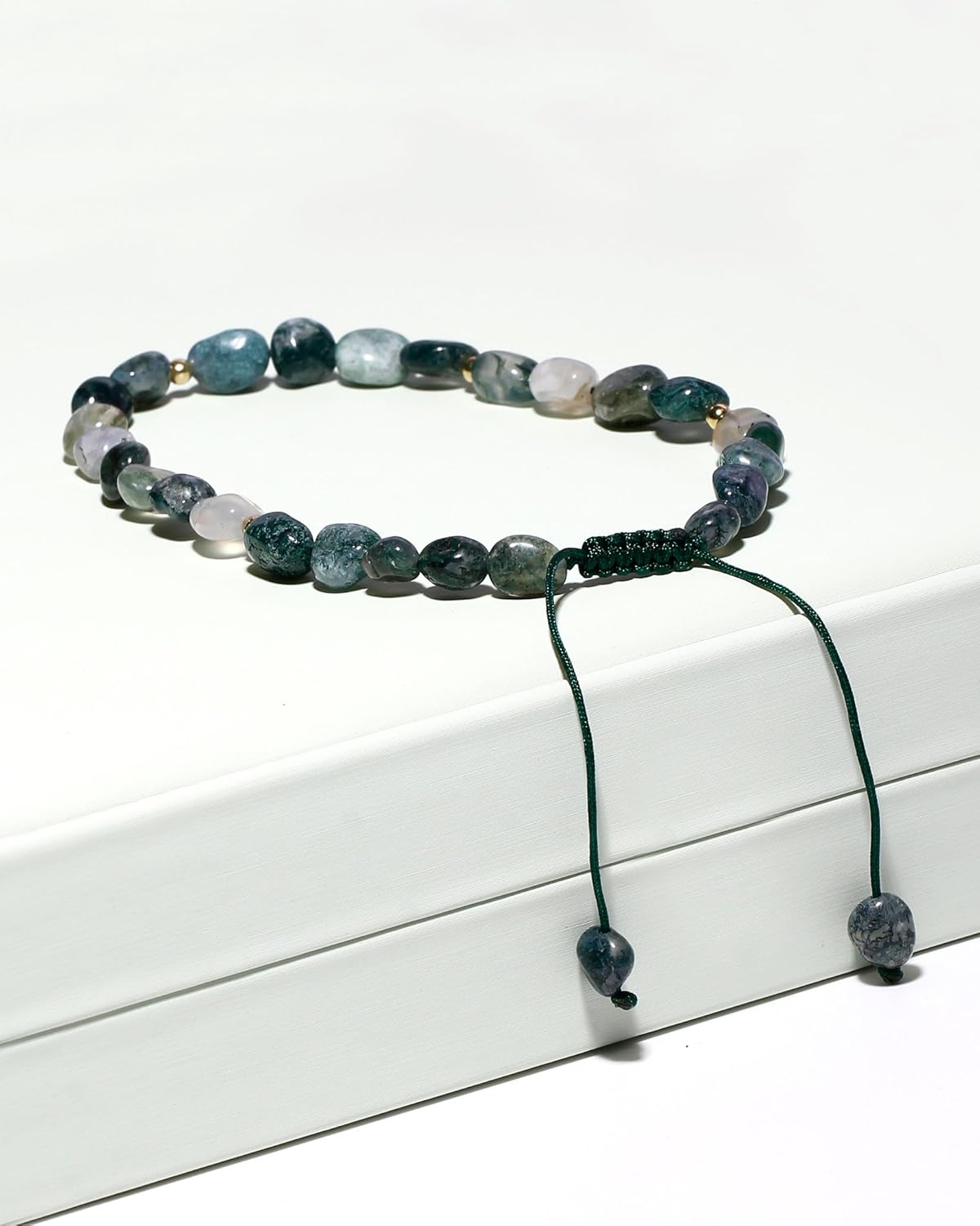 Spiritual Irregular Tumbled Crystals and Stones Beaded Anklet Wealth Love Ankle Bracelets for Women Adjustable Beach Foot Jewelry (Moss Agate) - Image 5