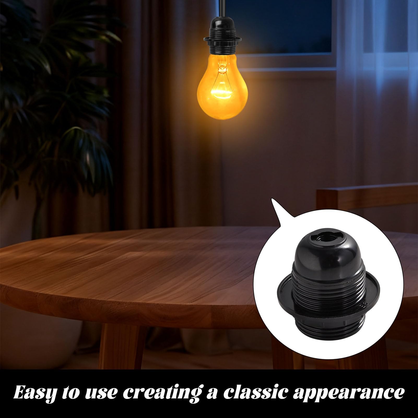 Grosion 2Pcs E27 Lamp Holder,Edison Screw ES E27 Light Fitting Bulb Holder,Light Bulb Pendant Socket,Table Lamp Fittings with Shade Lampshade,for Table Ceiling Pendant Light - Image 4