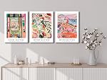 Wieco Art Canvas Wall Art 3 Piece Henri Mattise Art Abstract Colorful Matisse Posters Canvas Prints for Wall and Home Office Decorations