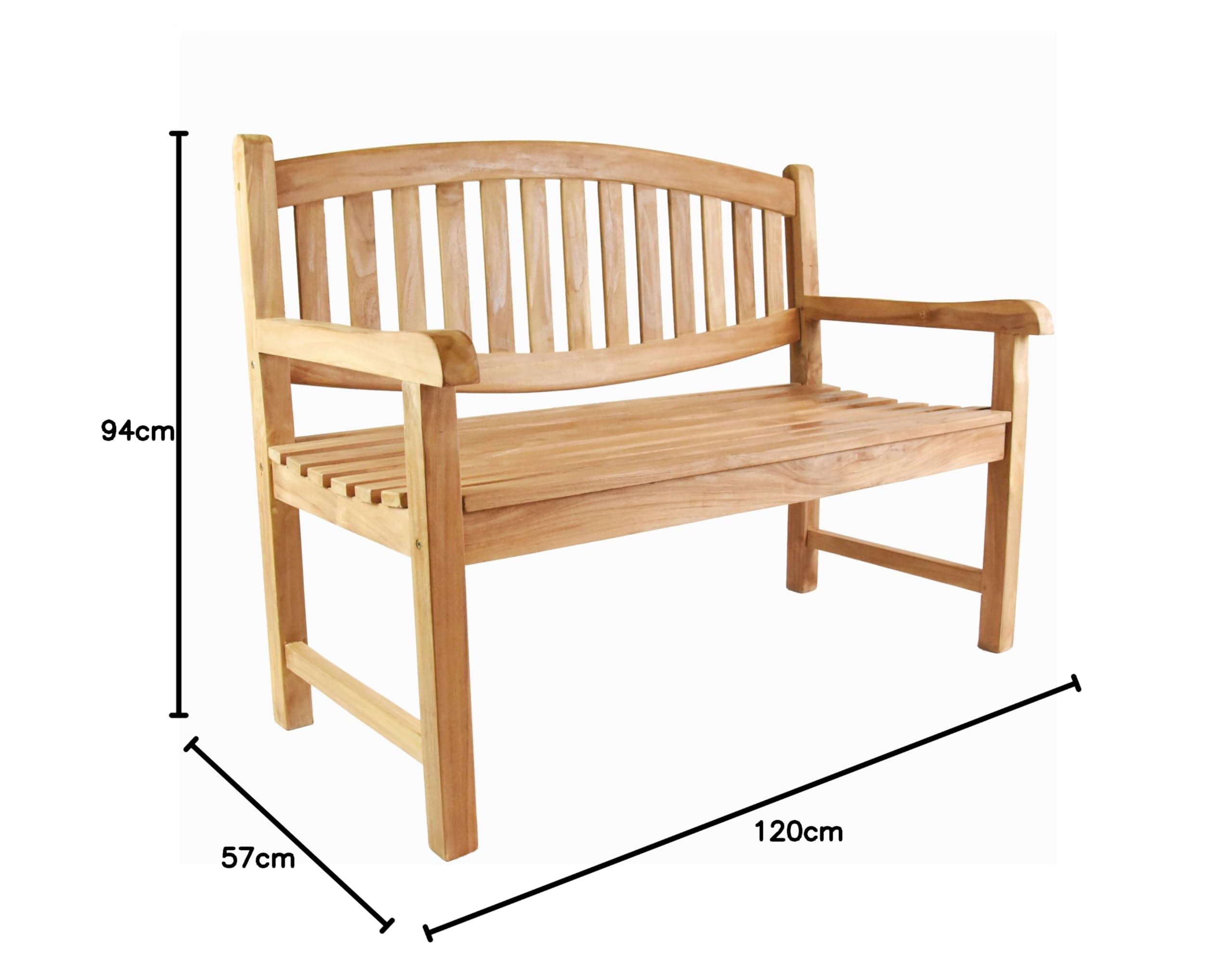 Divero 2-Sitzer Gartenbank „Bradford“ aus Teakholz, behandelt