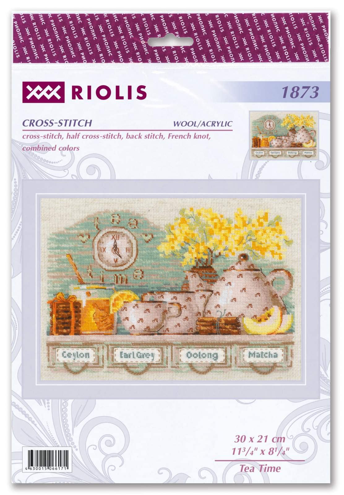 Kit Point De Croix Riolis - Compas Et Chiffres - 30x30cm - Niveau Médian - Réf 1881