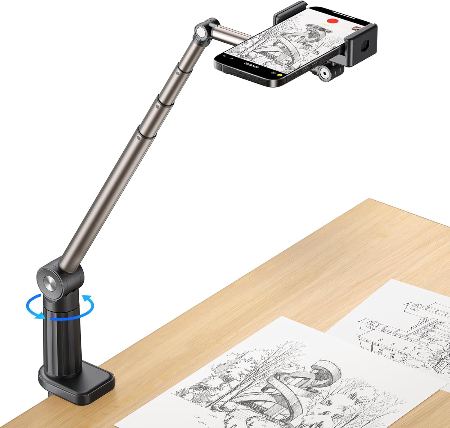 JSAUX Overhead Phone Mount, Phone Stand for Recording Overhead, Phone Holder for