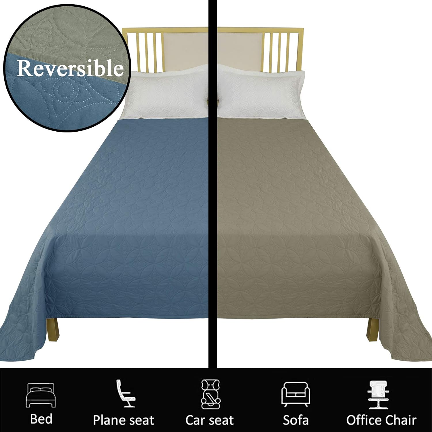 Tuffeel Waterproof Dog Bed Cover Pet Blanket for Furniture Bed Couch Sofa Reversible (52x82 Inches, Blue+Green) : Pet Supplies