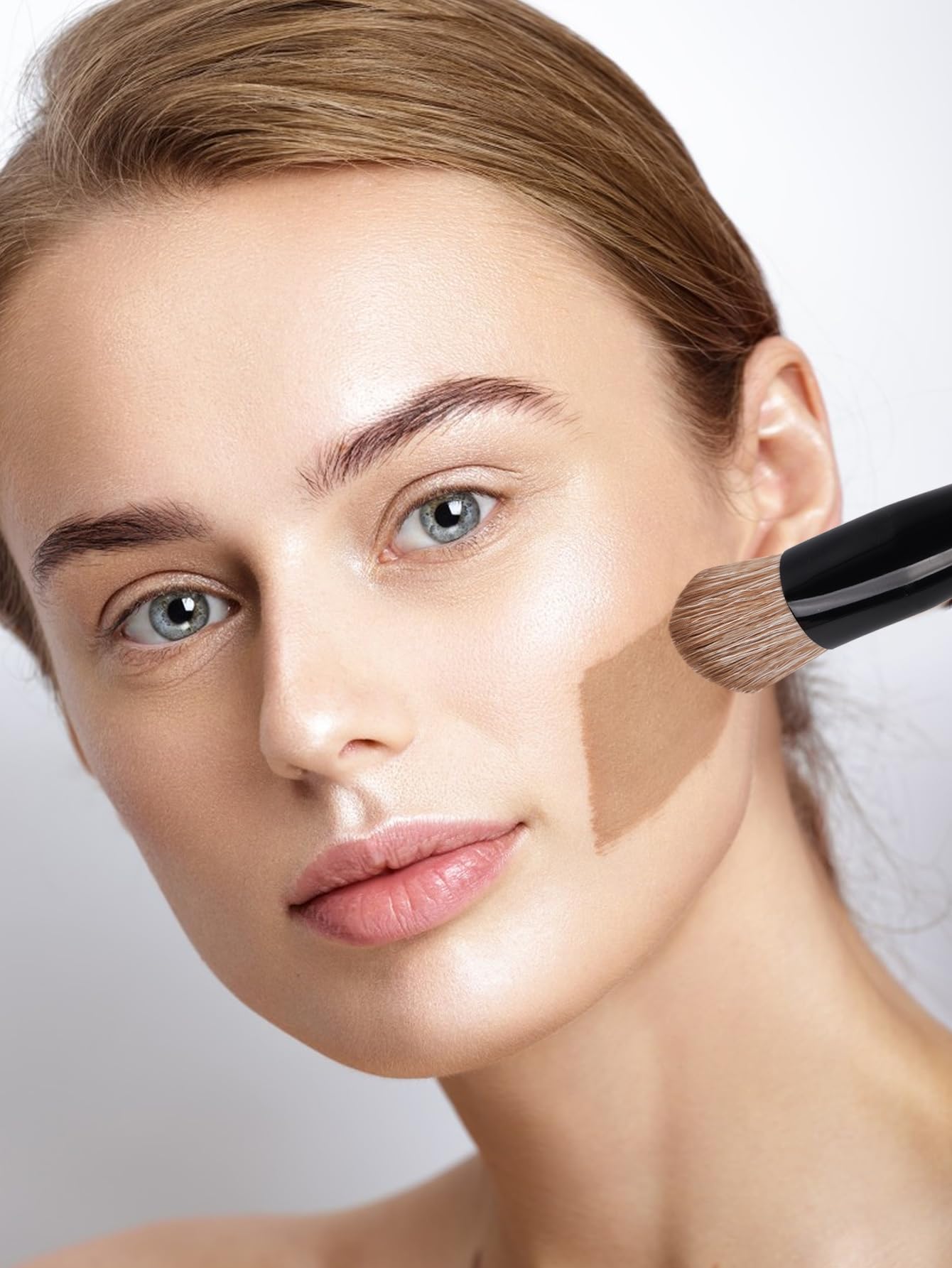 MAANGE Pennello per make-up per fondotinta, 4 pezzi Premium Foundation & Correttore Brush (piatto/obliquo/arrotondato obliquo/appuntito) per fondotinta liquida, crema, polvere e contouring