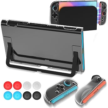 Teyomi Transparent Case Compatible with Nintendo Switch 2 Case for Nintendo Switch 2 Hard PC Dockable Protective Case for Switch 2 and Soft TPU Joycon Griff Case 8 Pieces Joystick Caps Clear