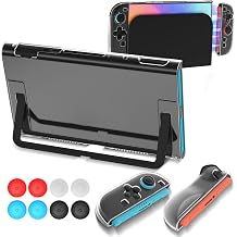 Teyomi Dockable Case Compatible with Nintendo Switch 2, Transparent Protective Cover for Nintendo Switch 2 Case Clear, 2 TPU Ergonomics Covers for Joycon & 8 Thumb Grips, Shockproof, Anti-Scratch
